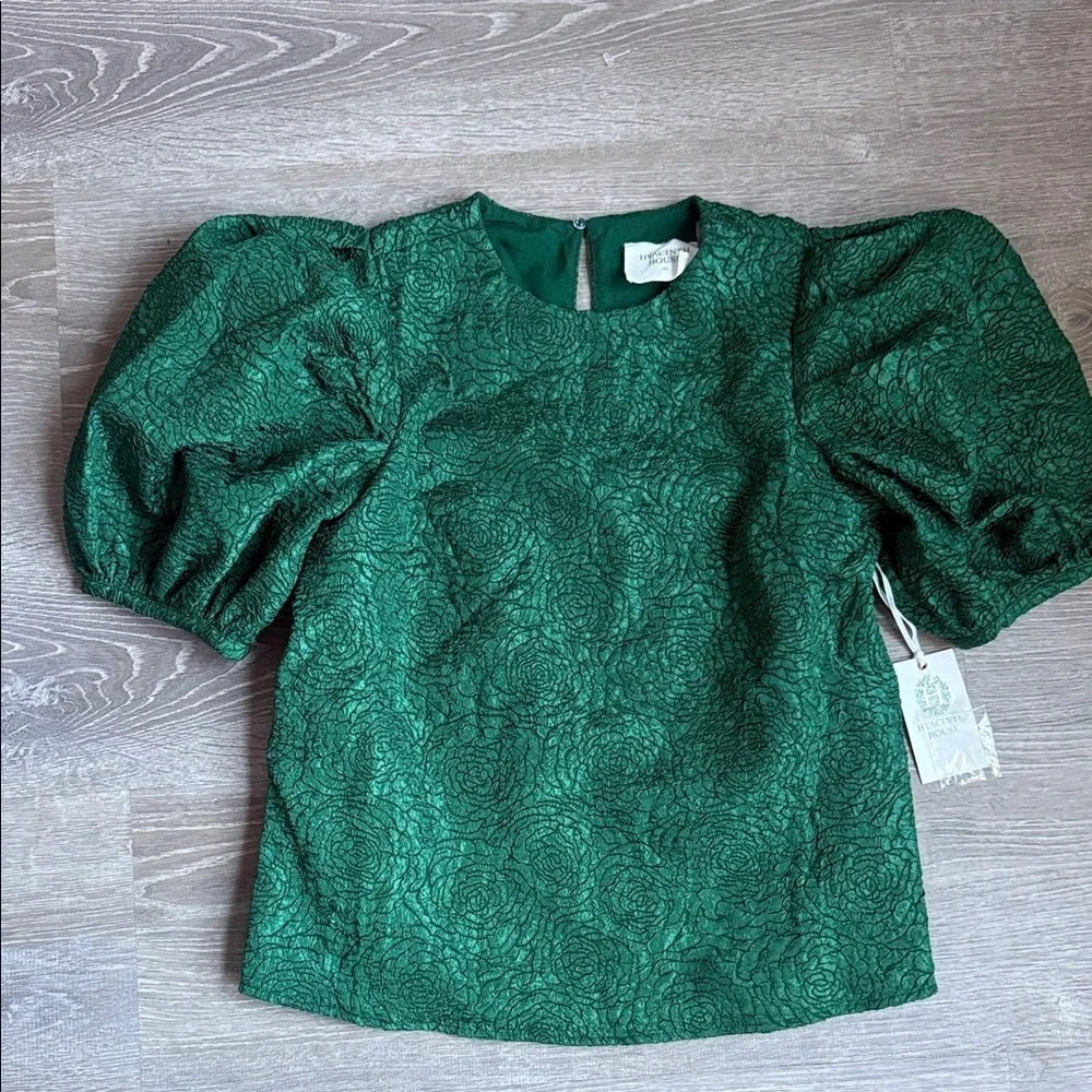 NEW TUCKERNUCK HYACINTH HOUSE Green Jacquard Noelle Blouse XS